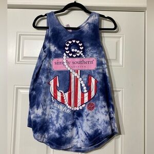 Simply Southern Blue Patriotic Tie Dye Tank Top